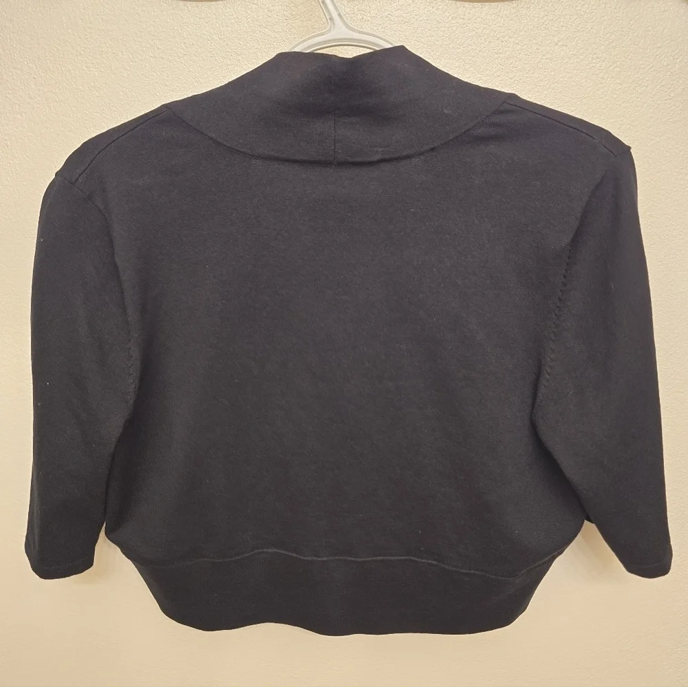 EUC Whiite House Black Market Black Cropped Open-Front Shrug
